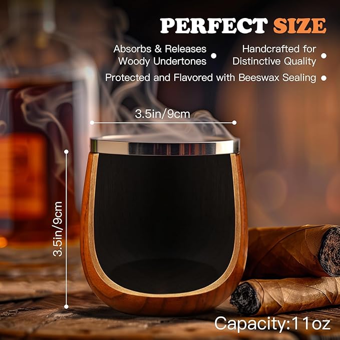 Charred Wooden Whiskey Glass - Handcrafted Solid Wood Glass for Men | Unique Bourbon Gifts, Unique