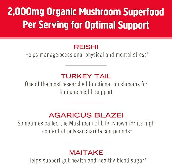 OM MUSHROOM SUPERFOOD Immune Blend Mushroom Powder Superfood Supplement, 7.05 Ounce Pouch, 100