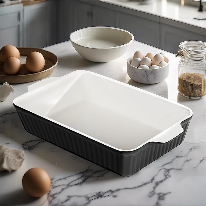 DOWAN 9x13-Inch Casserole Dishes for Oven, Ceramic Baking Dish, Large Lasagna Pan Deep, 4.2 Quarts
