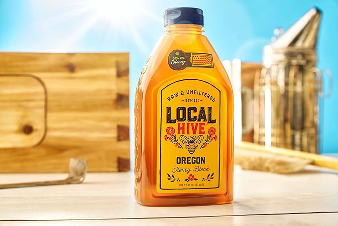 Local Hive Oregon Raw Unfiltered Honey – 16oz, 100% Pure US Honey, Sourced from American Bees and