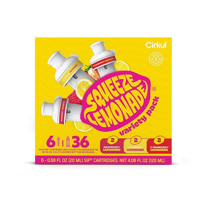 Cirkul Squeeze Lemonade Flavor Cartridge Variety Pack with B Vitamins, 6-Pack (2 Classic, 2