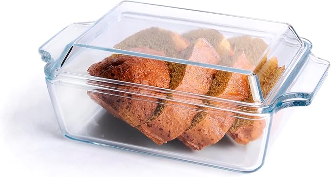 Rectangular Tempered Glass Casserole Dish, Tempered Glass Baking Dish with Glass Cover. Oven