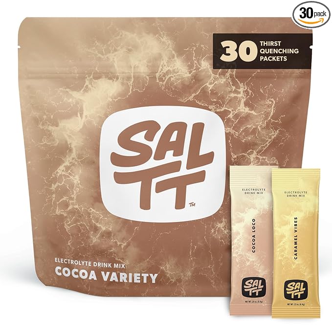 Keto Chow SALTT Electrolytes Powder Packets, Cocoa Variety Pack (30 Packets) - Magnesium