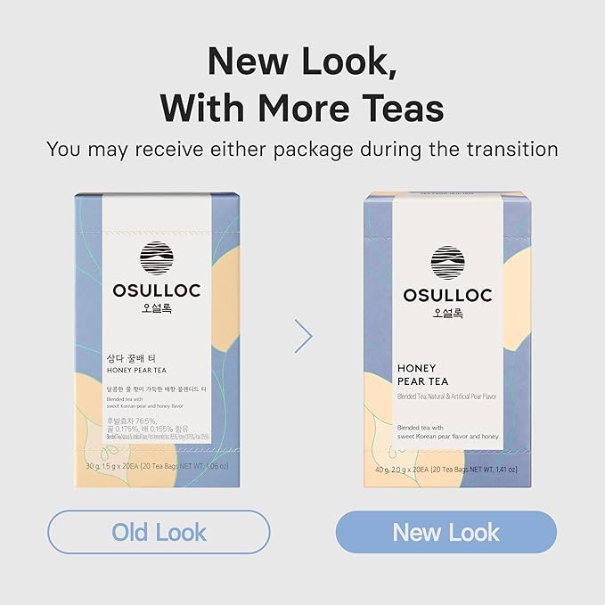 OSULLOC Honey Pear Tea (Sweet Pear & Honey Flavor), Fruit tea Blend, Premium Teabags from Jeju