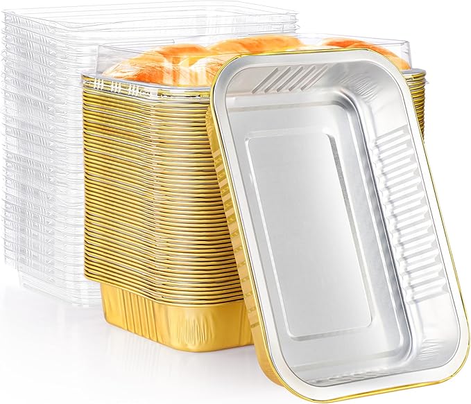 EUSOAR Creme Brulee Ramekins Disposable, Gold 20oz 50pcs Aluminum Foil Mini Cake Bread Pans, Muffin