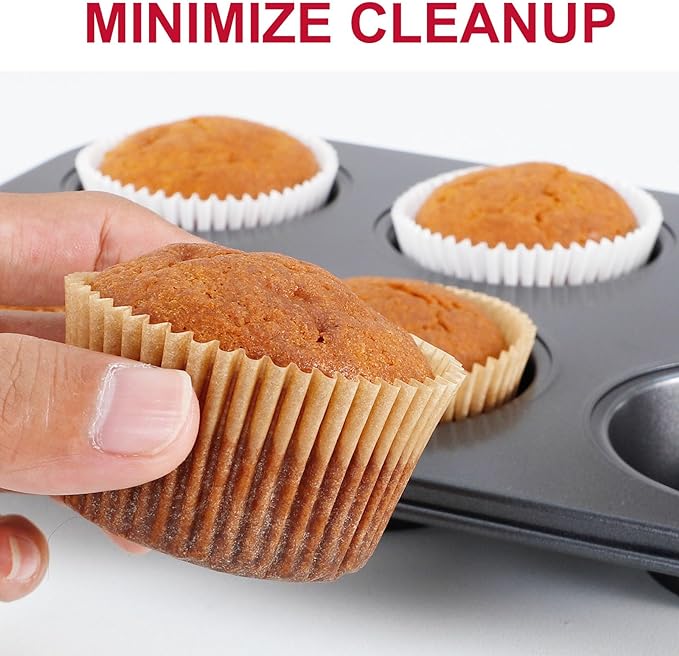 Caperci Standard Cupcake Muffin Liners for Baking 300 Pcs - Odorless Greaseproof Paper Muffin