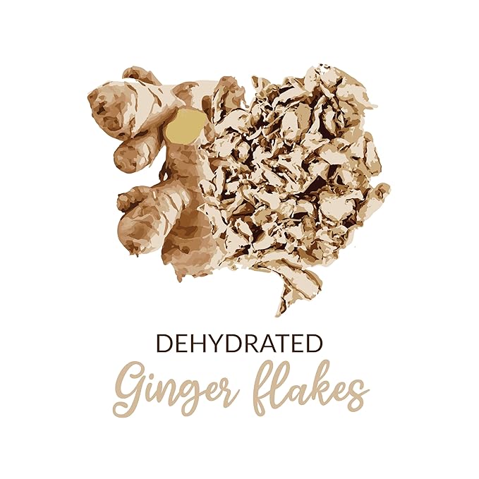 SHROOTS Dried Ginger Flakes ??Organic Substitute for Fresh Ginger Ready to Mix & Consume Supports