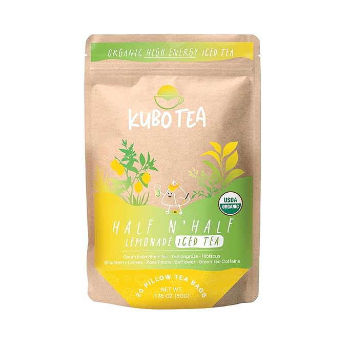 Kubo Tea Organic High Energy Iced Tea - High Caffeine Coffee Substitute with 20 Servings (155mg