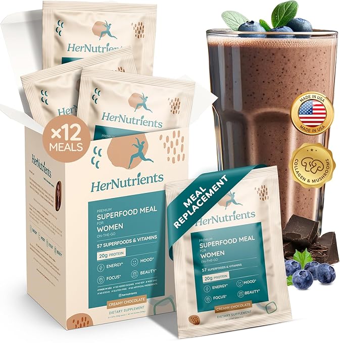 SuperFood Meal Replacement for Women - All-In-One Protein Powder with Greens & Vitamins & Collagen
