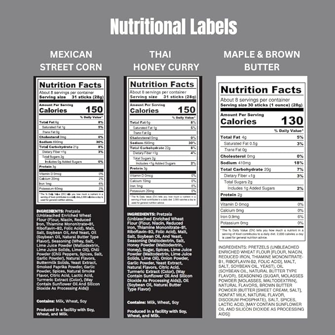 Pop Daddy Flavored Pretzels Sticks, Healthy Gourmet Pretzels, 7.5oz Variety Pack, 3 Pack, Maple and