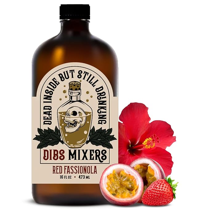 Dibs Mixers Red Fassionola - Tropical Cocktail Syrup with Strawberry, Hibiscus, Passionfruit & More