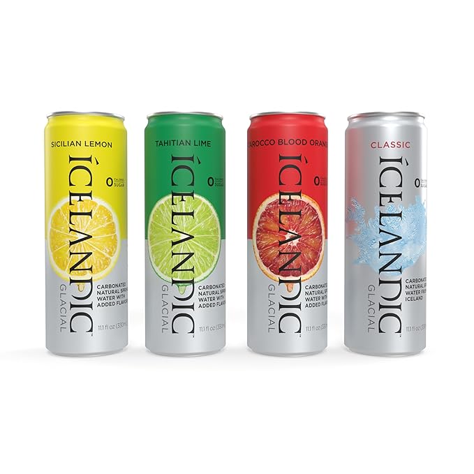 Icelandic Glacial Sparkling Water, Tahitian Lime, 330 ml / 11.1 Fl Oz Cans (Pack of 10)