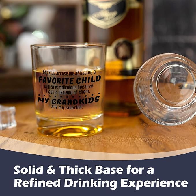 Grandpa Whiskey Glasses 10 oz, Grandpa Gifts from Grandkids, Funny Grandfather Old Fashioned Rocks