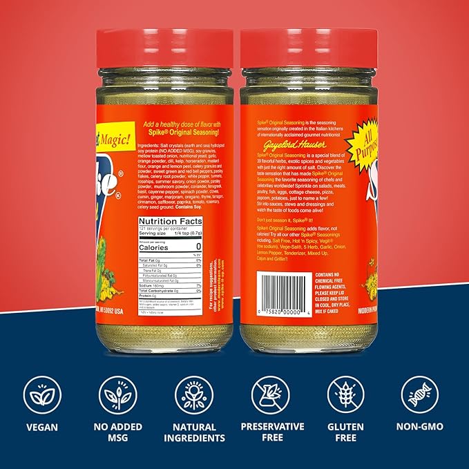 Spike Original All-Purpose Seasoning Salt, Herb, Veggie & Spice Blend 6-Pack ??MSG-Free Seasonings