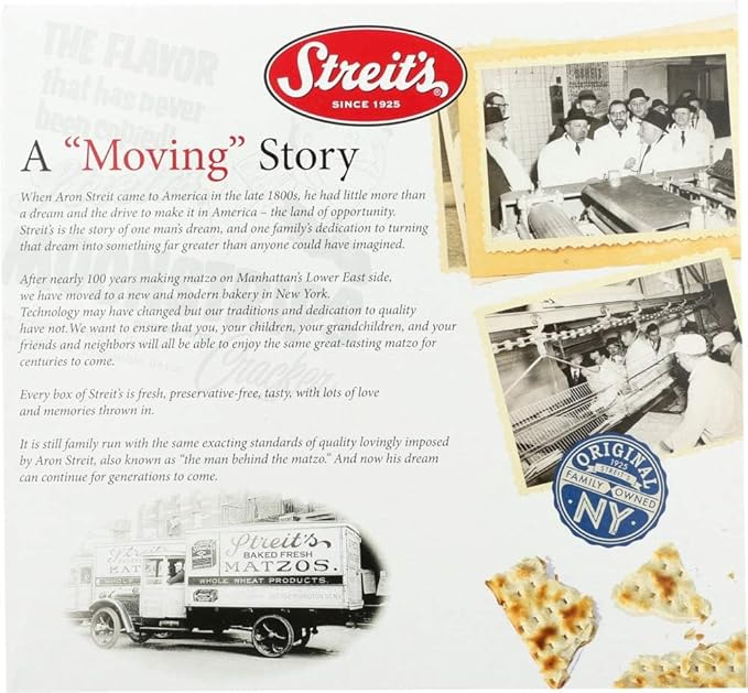 Streit's Unsalted Matzo - Thin & Crispy, Non-GMO, Sodium Free, Low Fat, Vegan, Family Owned, Kosher