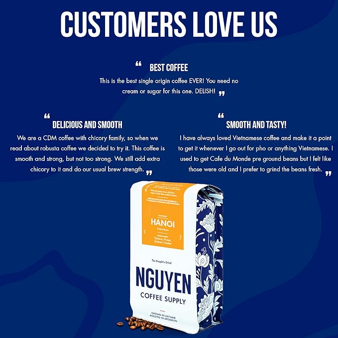 Nguyen Coffee Supply - Hanoi Robusta: Dark Roast Premium Whole Coffee Beans, Vietnamese Single