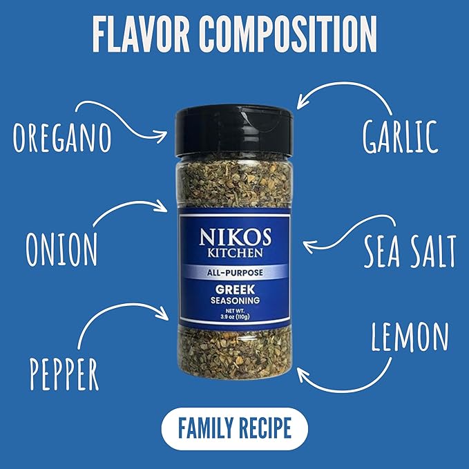 Nikos Kitchen All Purpose Greek Seasoning Blend - Mediterranean Spice Mix for Chicken, Lamb, Gyro