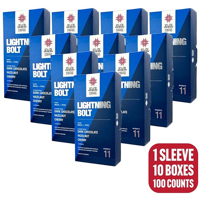 Jewel Coffee Specialty Coffee Pods - Lightning Bolt Blend, 100% Arabica Coffee, Intensity 11, Dark