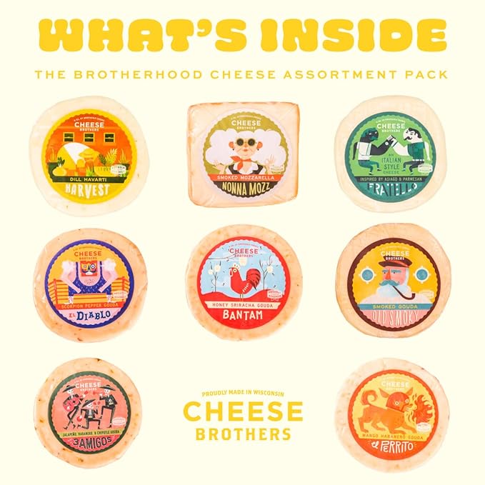 Cheese Bros. Brotherhood Gift Box | Fresh from Wisconsin | Assorted Gouda, Havarti, Mozzarella and