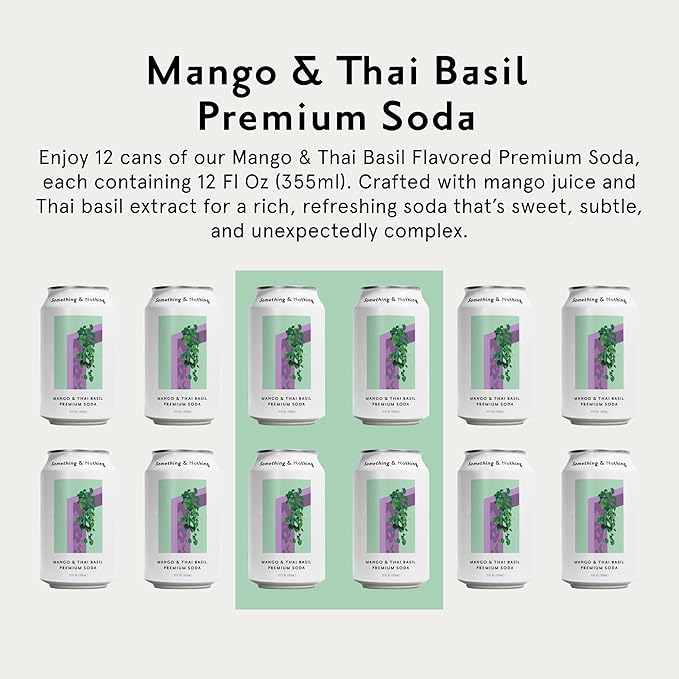 Something & Nothing Mango & Thai Basil Flavored Sparkling Water | Lightly Carbonated & Full of