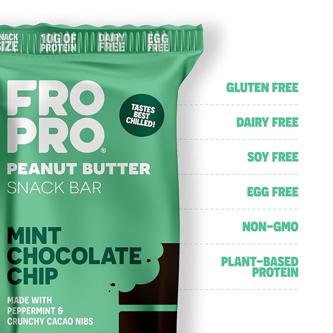 FROPRO Plant Protein Snack Bars - Plant Based Protein Bars, All-Natural, Gluten, Dairy, & Soy Free