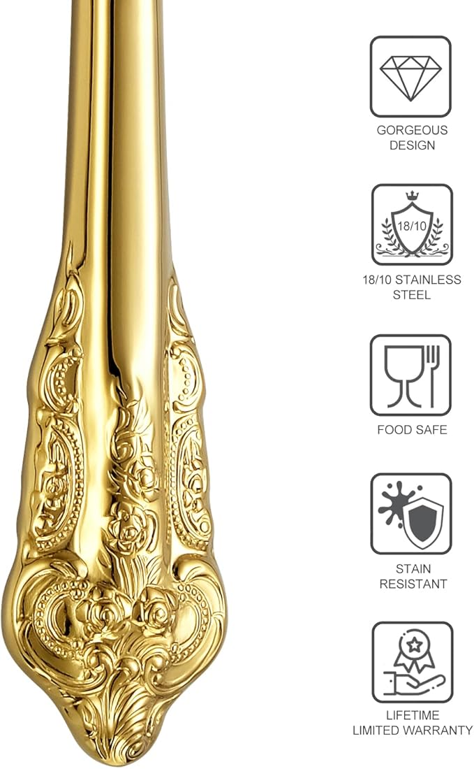 KEAWELL Gorgeous 6.9" Butter Spreader, 18/10 Stainless Steel, Set of 4, Gold Butter Knife