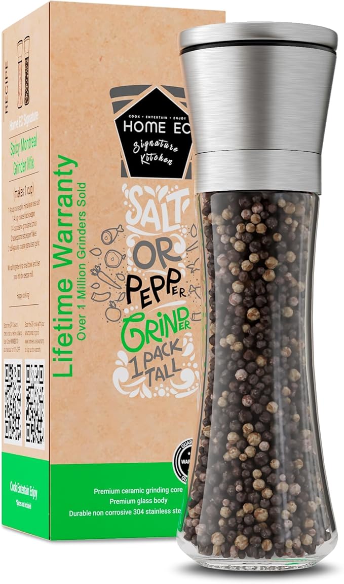 HOME EC Original Stainless Steel Salt or Pepper Grinder 1pk - Adjustable Ceramic Sea Salt Grinder