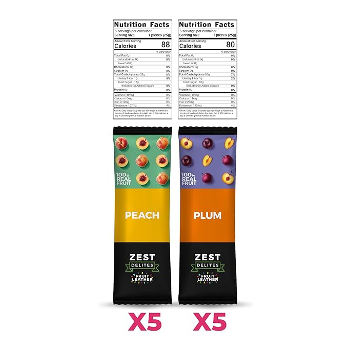 Fruit Snacks by Zest Delites, Dried Fruit Leather Bars, Healthy Snacks for Adults & Kids, Gluten