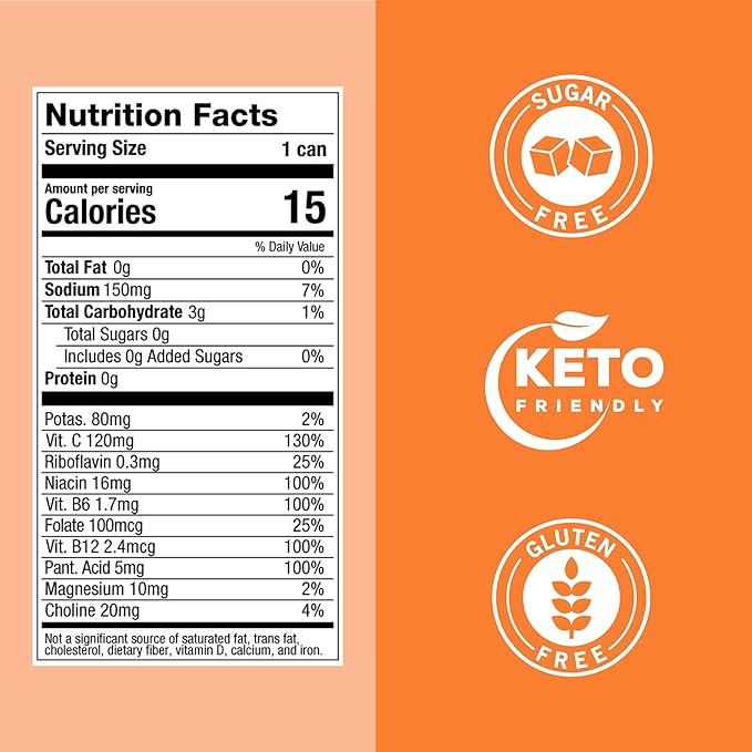 ZOA Zero Sugar Energy Drinks, Wild Orange - Sugar Free with Electrolytes, Healthy Vitamin C, Amino
