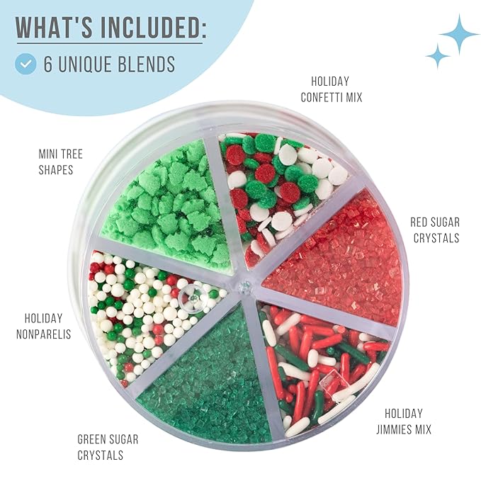 Sweets Indeed Sprinkles 6 Cell Edible Sprinkle Mix Jimmies Perfect for Cake Decorations Baking Ice