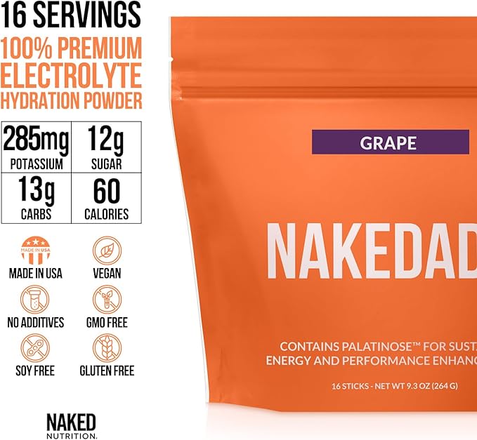 Nakedade Grape ??Performance Enhancing Sports Drink Powder - Electrolyte Powder ??No GMOs or