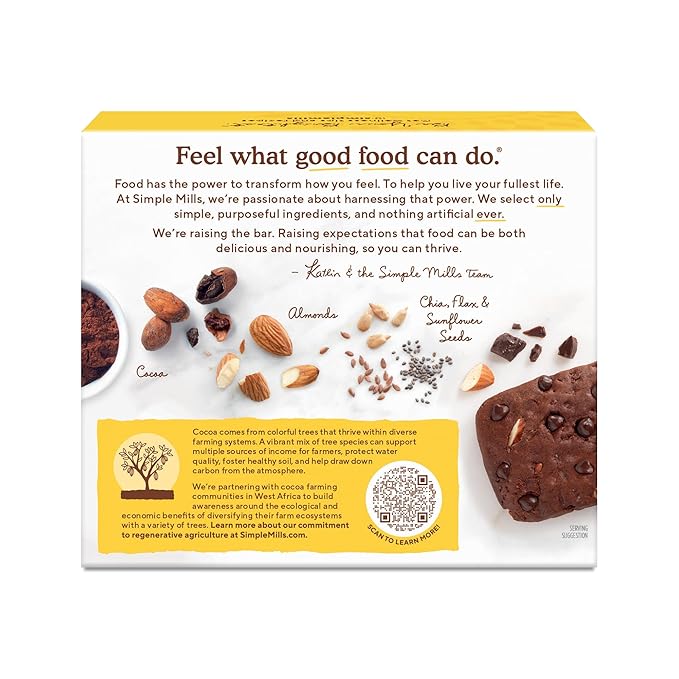 Simple Mills, Bar Almnd Flour Soft Baked Chocolate Brownie 5 Count, 5.99 Ounce