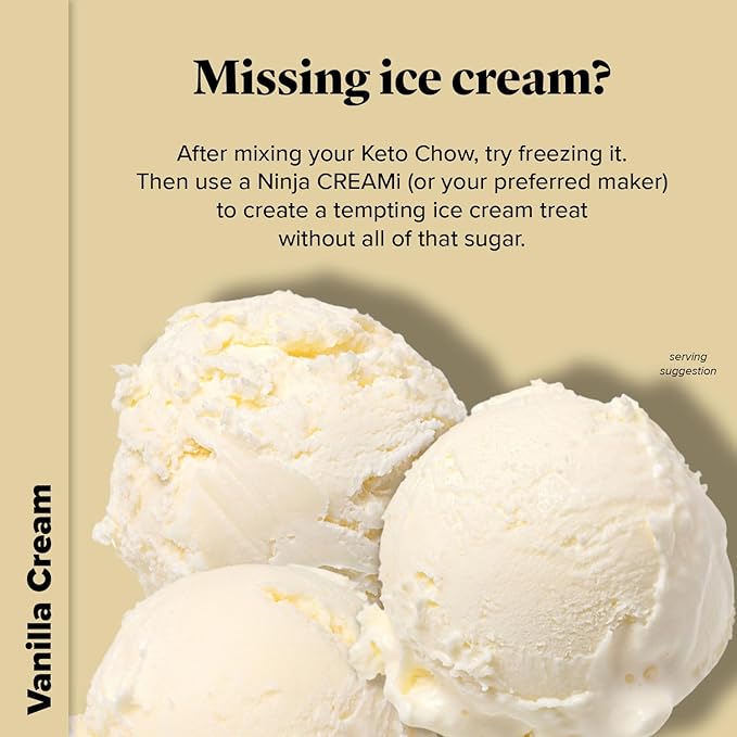 Keto Chow Vanilla Cream - Keto Meal Replacement Shake Powder - Nutritionally Complete - Low Carb