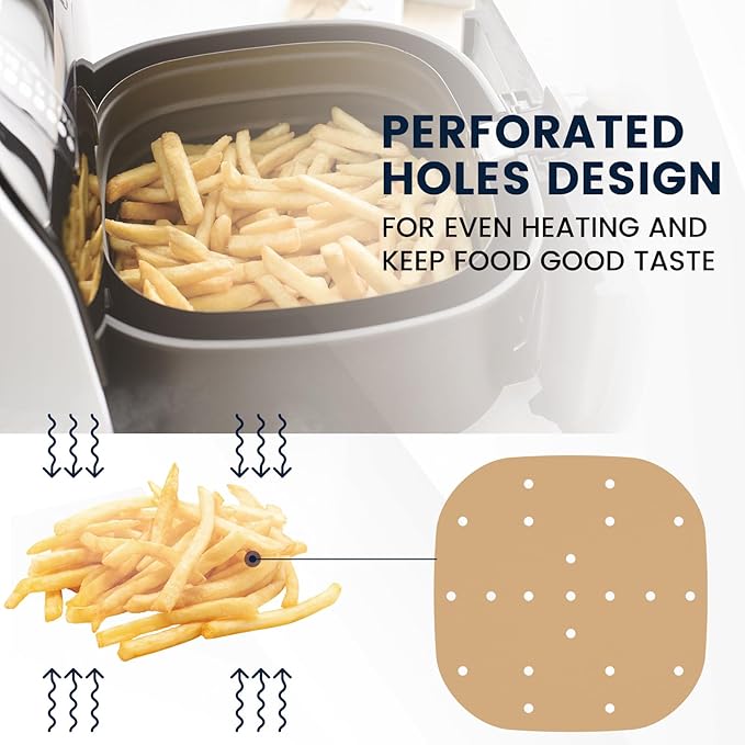 400PCS 6.3 Inch Square Air Fryer Parchment Paper Liners Disposable, Unbleached Air Fryer Sheets