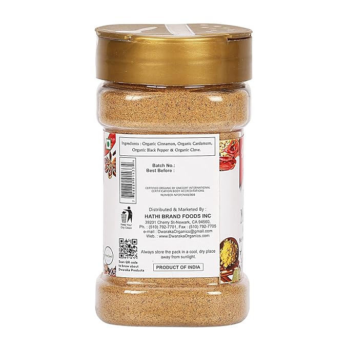 Dwaraka Organic - Tea Masala, 3.5oz, Healthy, Organic, Non GMO, All Natural