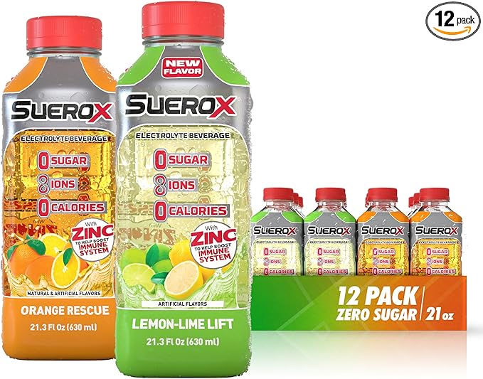 SueroX Sugar-Free Sports Drink for Hydration and Recovery, Electrolyte Hydration Drink with 8 Ions