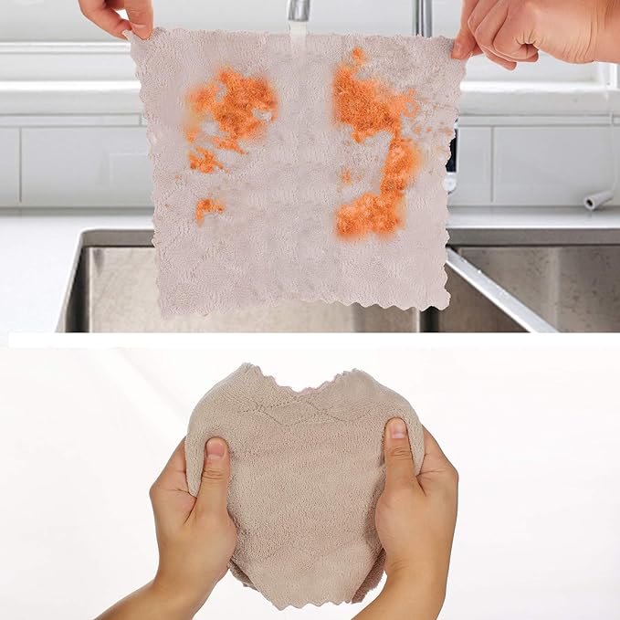 kimteny 12 Pack Dish Towels, 10x10 in Premium Dish Cloths, Super Absorbent Kitchen Towels Coral