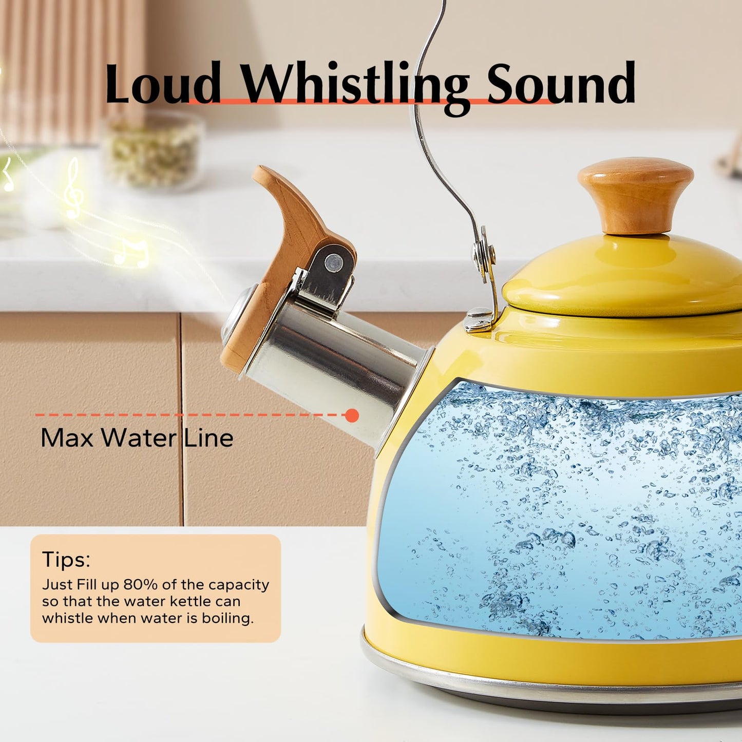 ROCKURWOK Tea Kettle, Tea Pot with Cool Touch Ergonomic Handle, Teapot Food Grade Stainless Steel