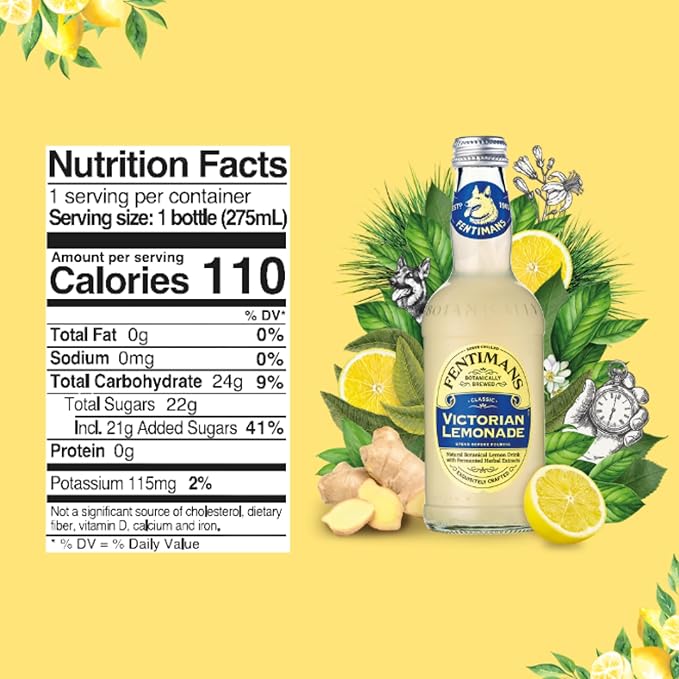 Fentimans Sparkling Victorian Lemonade - Sparkling Lemonade, Lemon Sparkling Water, Great Over Ice