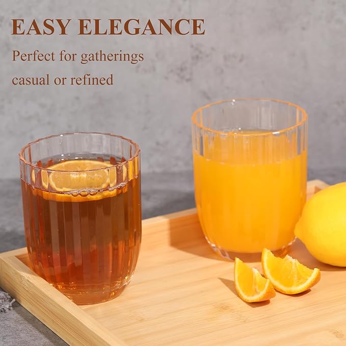 Acrylic Clear Highball Plastic Cups | Plastic Reusable Tumblers 15oz (Set of 6) | Stackable |
