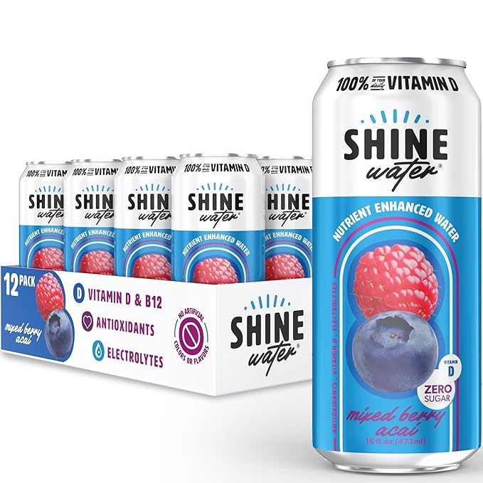 ShineWater Vitamin D Hydration Electrolyte Drink - Flavored water with electrolytes, Sugar-Free