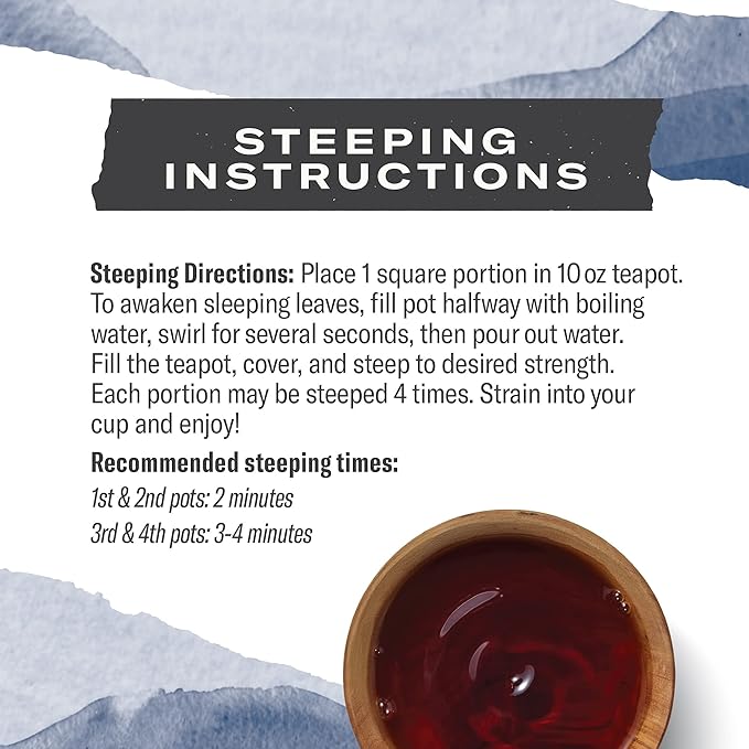 Numi Organic Aged Pu-erh Tea Brick, 2.2 Ounces, Fermented Loose Yunnan Black Tea, Brews Up To 48