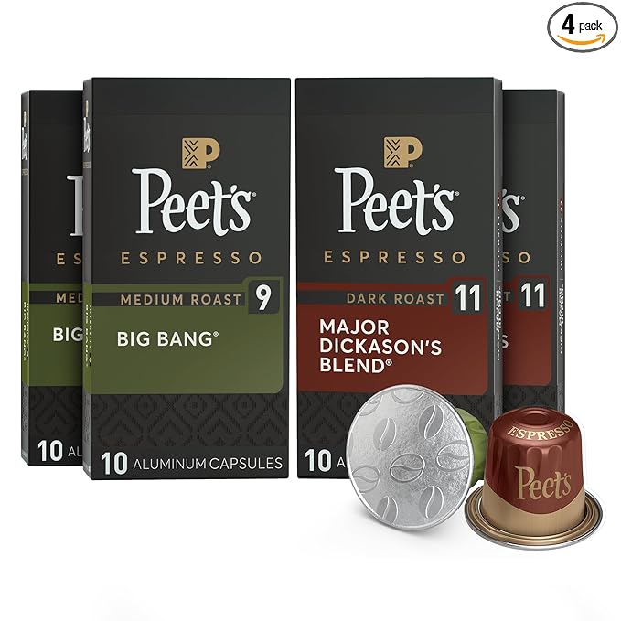 Peet's Coffee, Dark and Medium Roast Signature Blend Espresso Capsules, Compatible with Nespresso