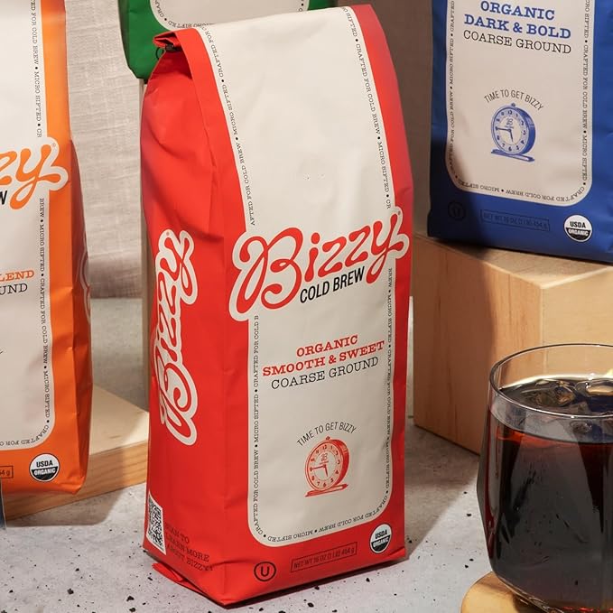 Bizzy Organic Cold Brew Coffee | Smooth & Sweet Blend | Coarse Ground Coffee | Micro Sifted |