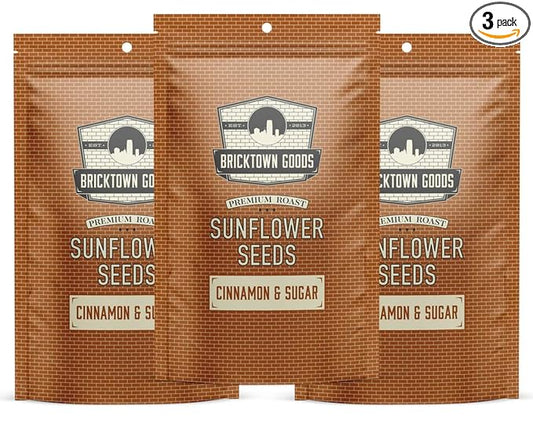 Bricktown Goods Cinnamon and Sugar Flavored Sunflower Seeds - 3 Pack - Boldly Seasoned and Roasted