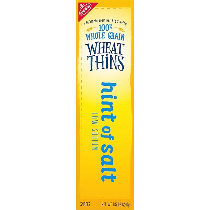 Wheat Thins Hint of Salt Low Sodium Snacks, Whole Grain Wheat Crackers, Bulk Snack Crackers, 6 - 8.5 oz Boxes
