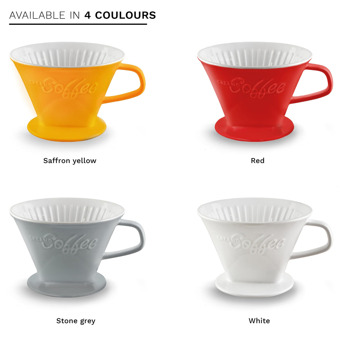 Creano Porcelain Coffee Dripper Stone Grey - Ceramic Cone Brewer - Pour Over Coffee Maker for