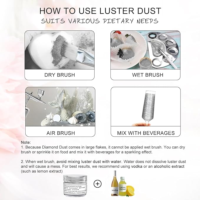 HomeHere Edible Luster Dust Food-Grade Glimmer Powder Glitter for Cake Decorating 7g, Edible