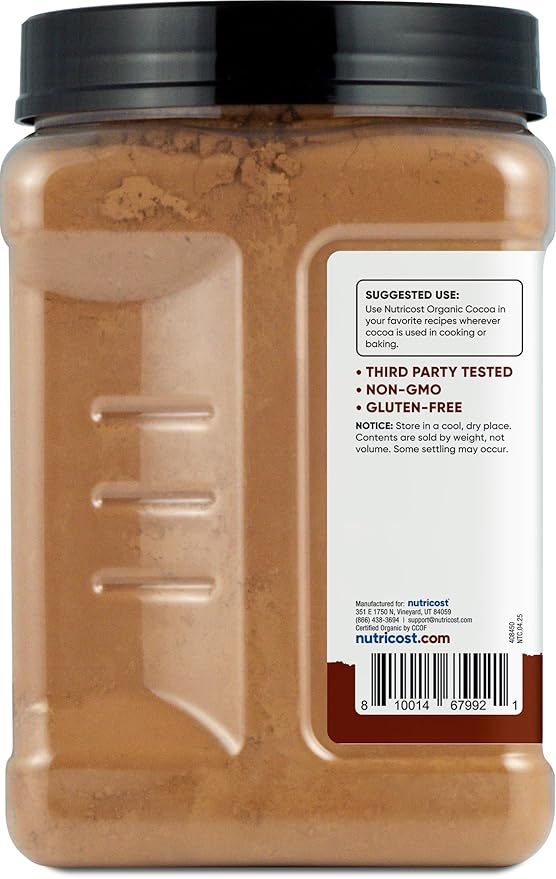 Nutricost Pantry Organic Cocoa Powder (1.5 Pounds Per Bottle) Non GMO, Gluten Free, Vegan, Baking