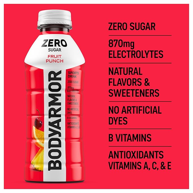 BODYARMOR ZERO Sugar Fruit Punch, Sugar Free Sports Drink - Low-Calorie Hydration - Natural Flavors